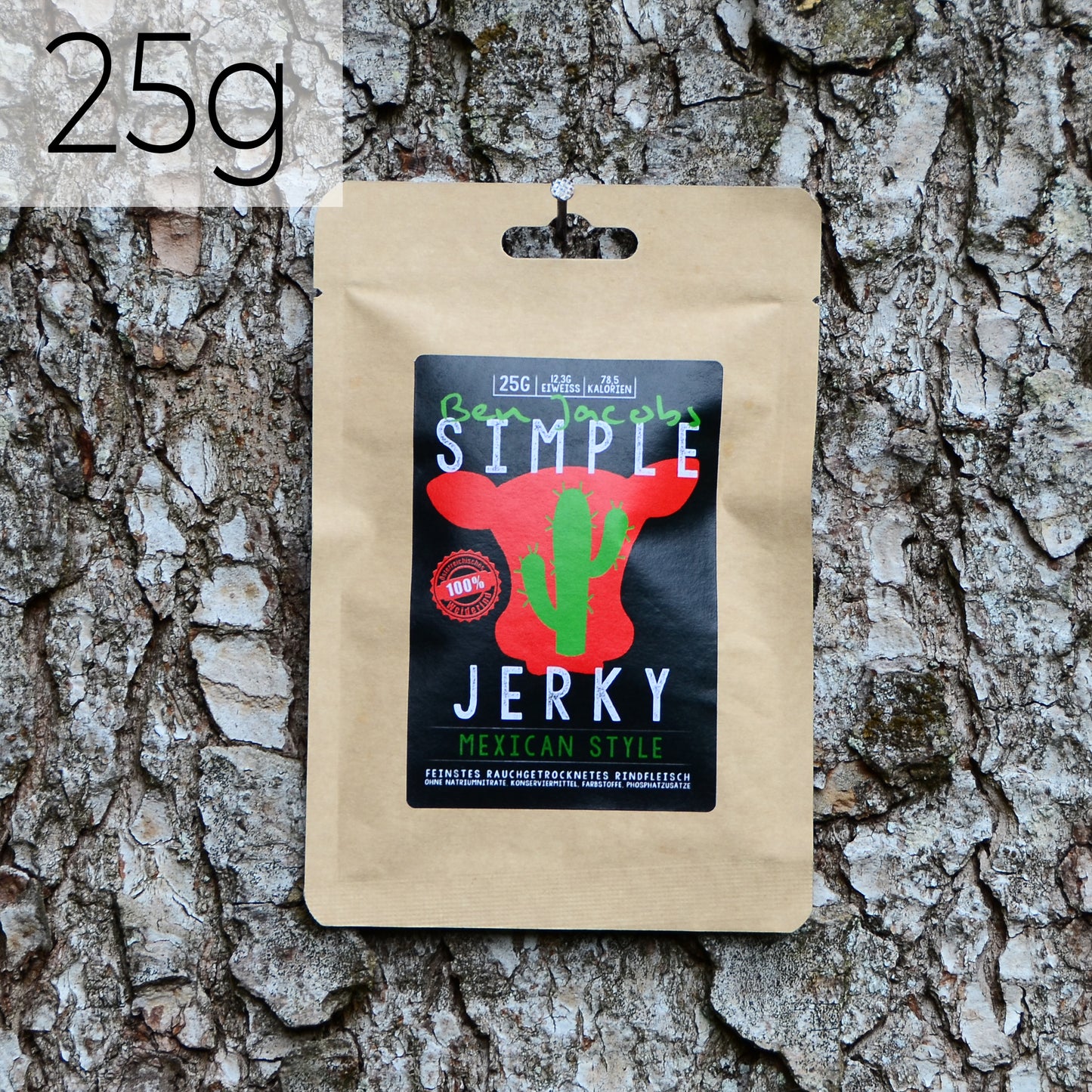 Simple Jerky - Mexican Style (25g) Fein geräuchertes Trockenfleisch aus hochwertigem Rindfleisch.