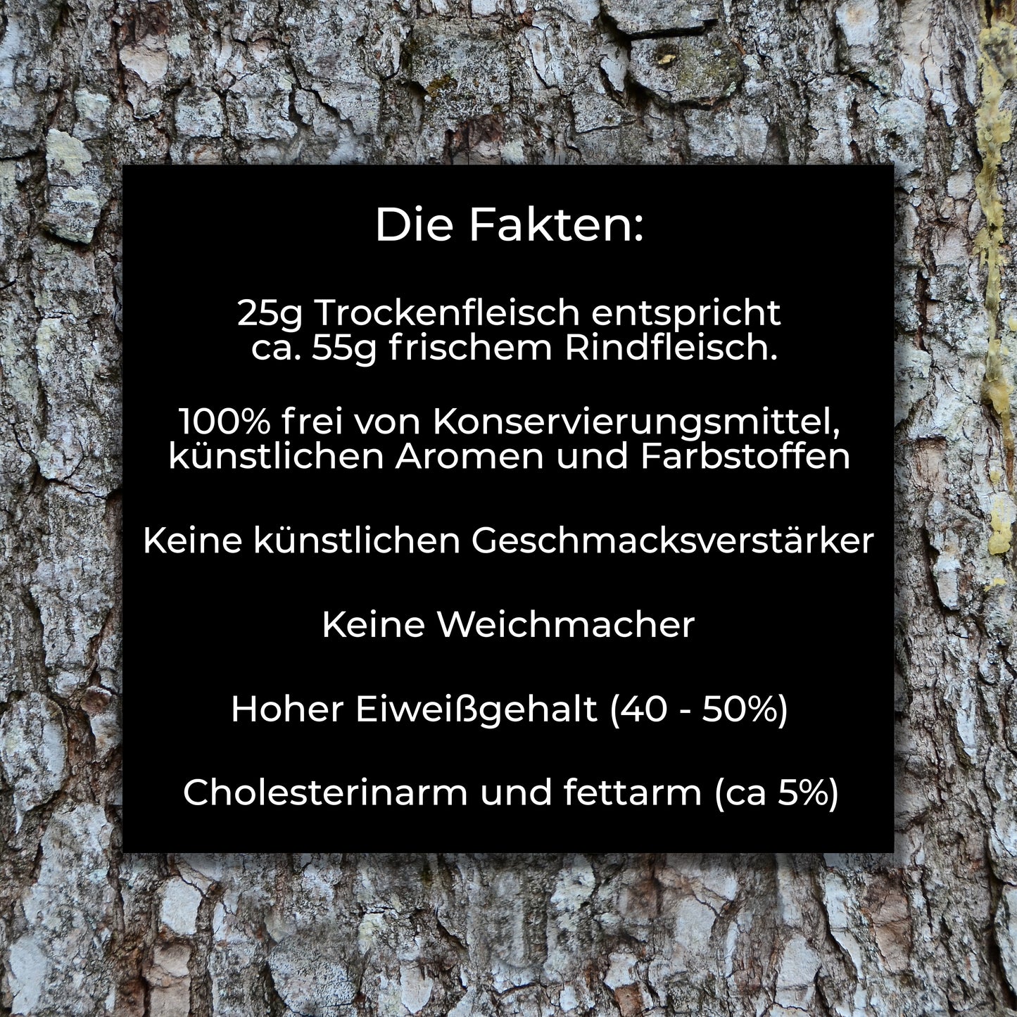 Die Vorteile von Simple Jerky: 25g Beef Jerky entsprechen 55g frischem Rindfleisch, frei von Zusatzstoffen, mit hohem Eiweißgehalt, cholesterin- und fettarm.